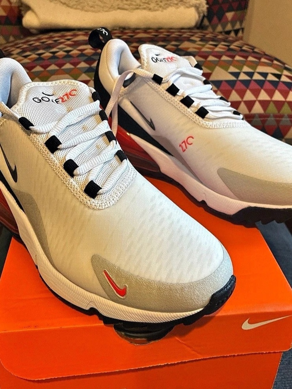 Nike Men's Air Max 270 G Golf Shoes White/Black/Grey/Red size 6 BNIB